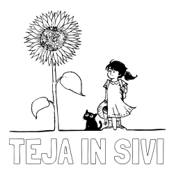 Online izdelana pobarvanka - Pobarvanka imena TEJA IN SIVI in pobarvanka velike sončnice, deklice in ljubkega mačka