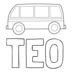 Online izdelana pobarvanka - Pobarvanka imena TEO in avtobus