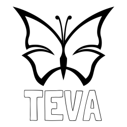 Online izdelana pobarvanka - Pobarvanka imena TEVA in otroška pobarvanka metulja