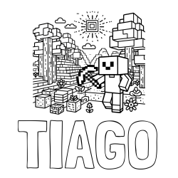Online izdelana pobarvanka - Pobarvanka imena TIAGO in pobarvanka Minecraft sveta