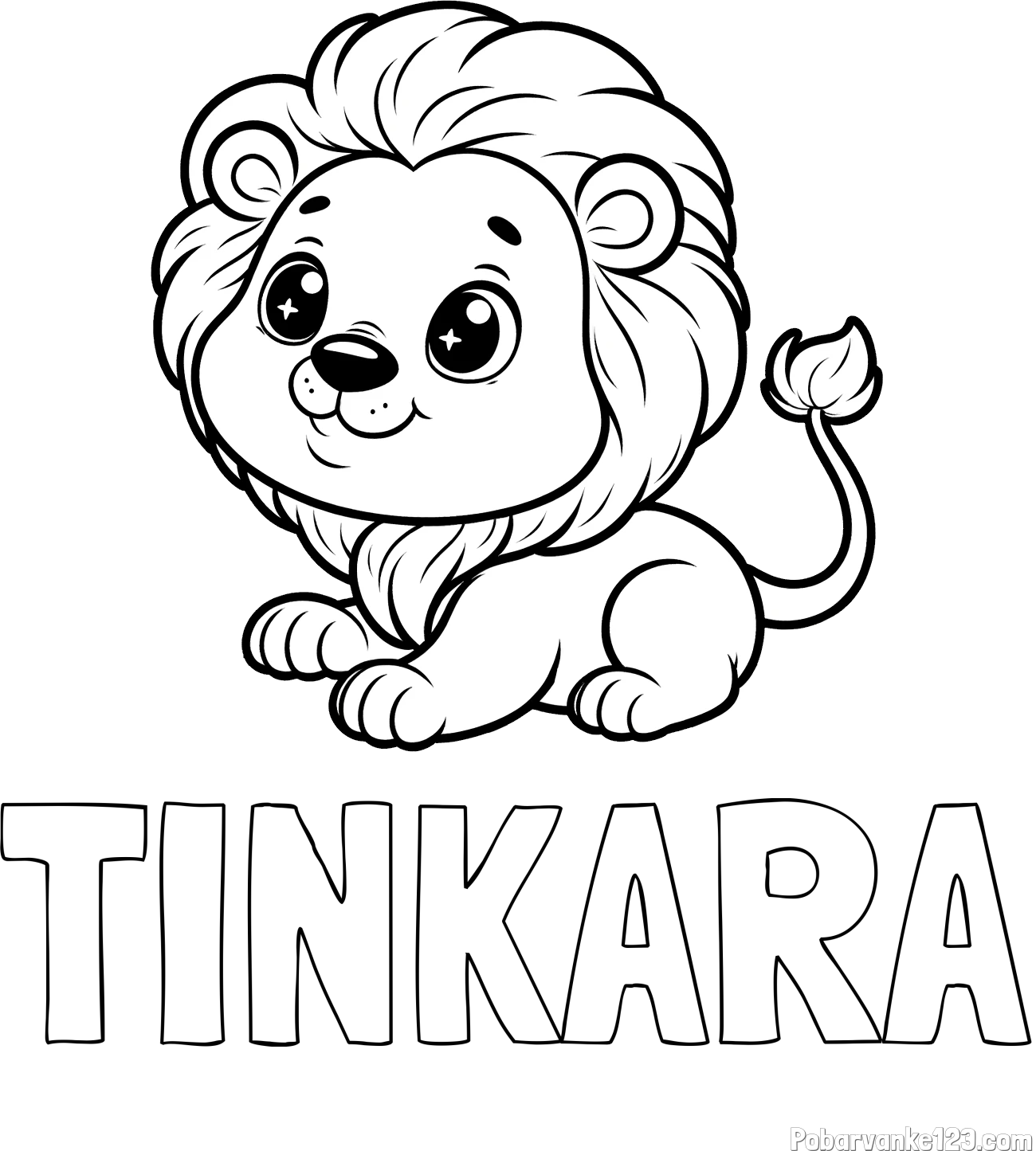 Pobarvanka imena TINKARA in pobarvanka igrivega levčka