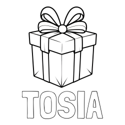 Pobarvanka imena TOSIA in pobarvanka darilne škatle s pentljo