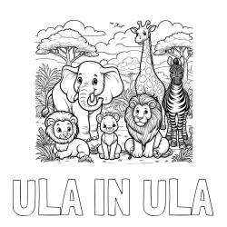 Online izdelana pobarvanka - Pobarvanka imena ULA IN ULA in pobarvanka ljubkih živali