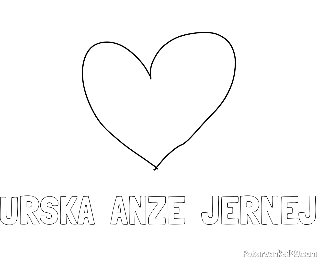 Pobarvanka imena URŠKA  ANŽE  JERNEJ in srček