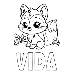 Online izdelana pobarvanka - Pobarvanka imena VIDA in pobarvanka lisičke