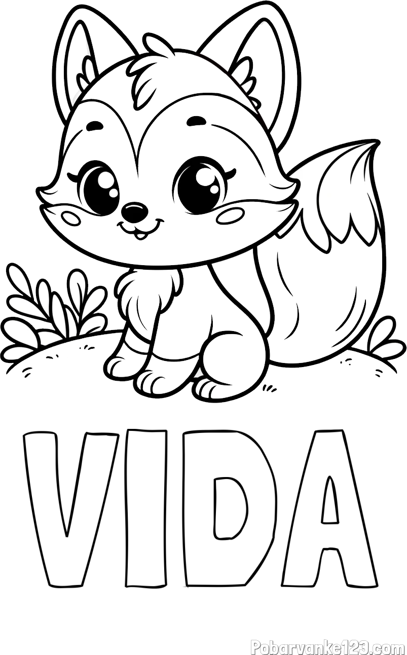 Pobarvanka imena VIDA in pobarvanka lisičke