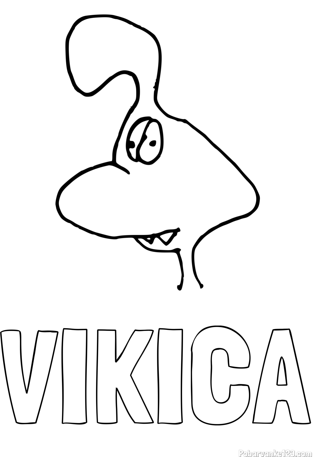 Pobarvanka imena VIKICA in otroška pobarvanka pošasti