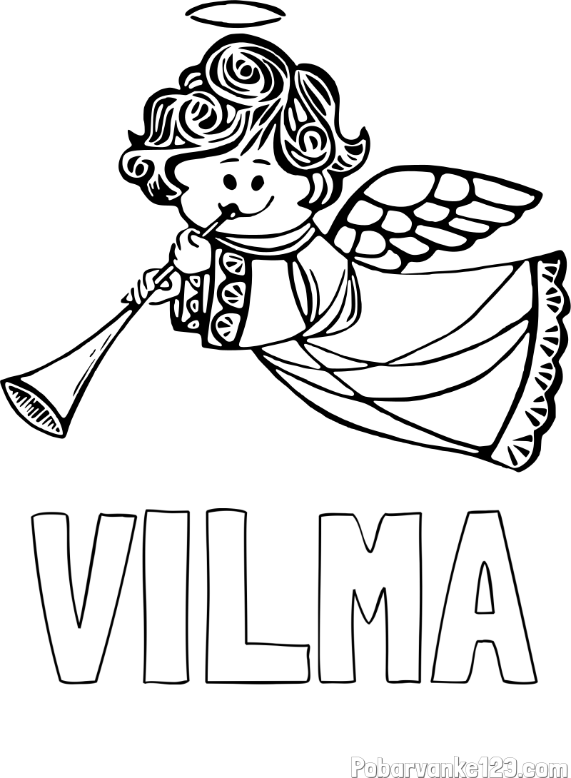 Pobarvanka imena VILMA in pobarvanka angelčka