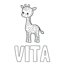 Online izdelana pobarvanka - Pobarvanka imena VITA in pobarvanka ljubke žirafe