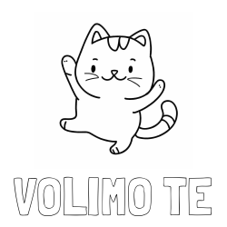 Pobarvanka imena VOLIMO TE in pobarvanka razigrane mačke