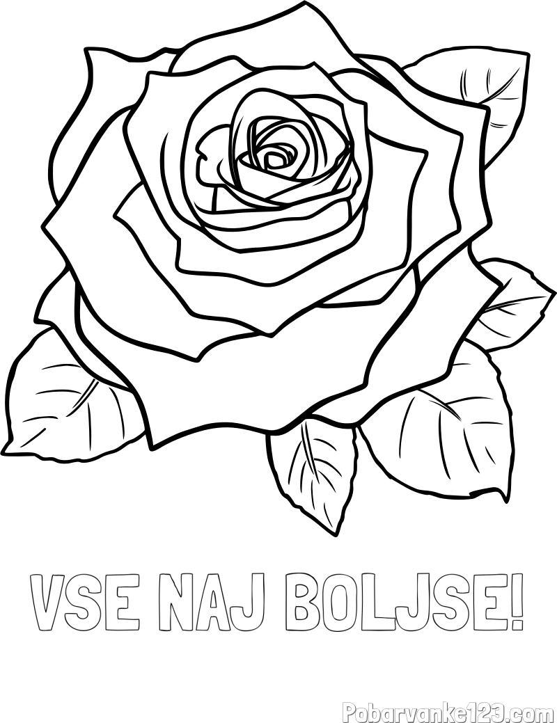 Pobarvanka imena VSE NAJ BOLJŠE! in pobarvanka vrtnice