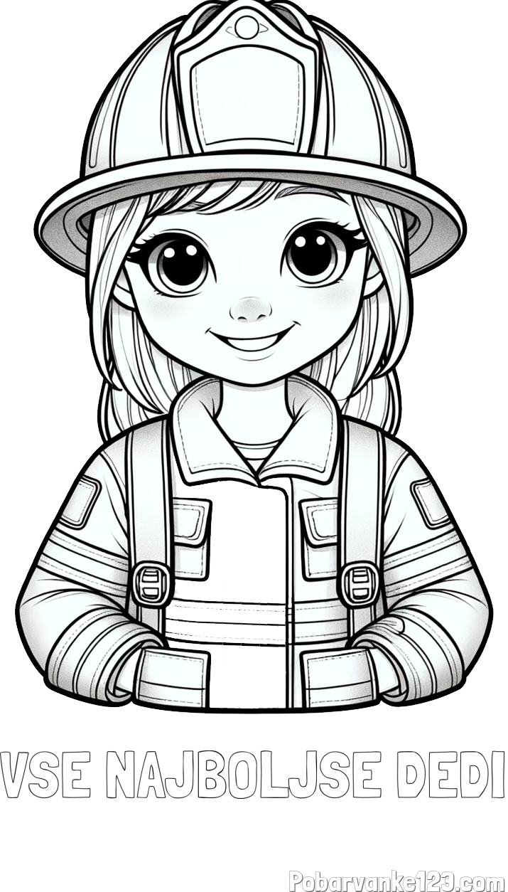 Pobarvanka imena VSE NAJBOLJŠE DEDI in pobarvanka ljubke gasilke