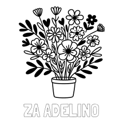 Pobarvanka imena ZA ADELINO in pobarvanka rož v cvetličnem loncu