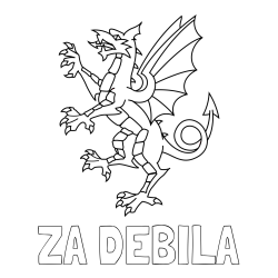 Online izdelana pobarvanka - Pobarvanka imena ZA DEBILA in pobarvanka zmaja