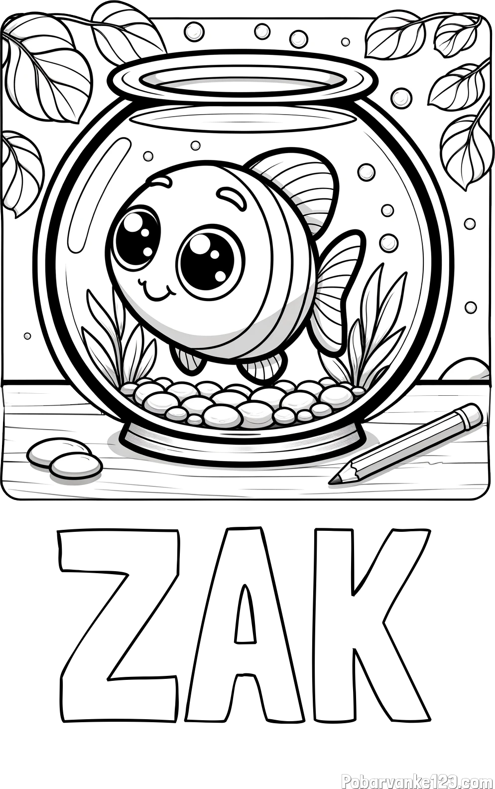 Pobarvanka imena ŽAK in pobarvanka ljubke ribice