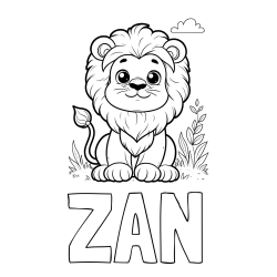 Online izdelana pobarvanka - Pobarvanka imena ŽAN in pobarvanka ljubkega leva