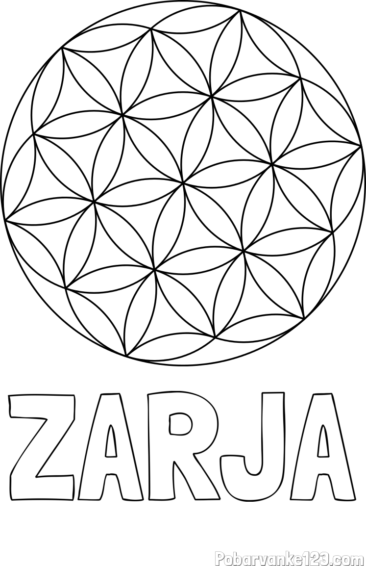 Pobarvanka imena ZARJA in mandale 2