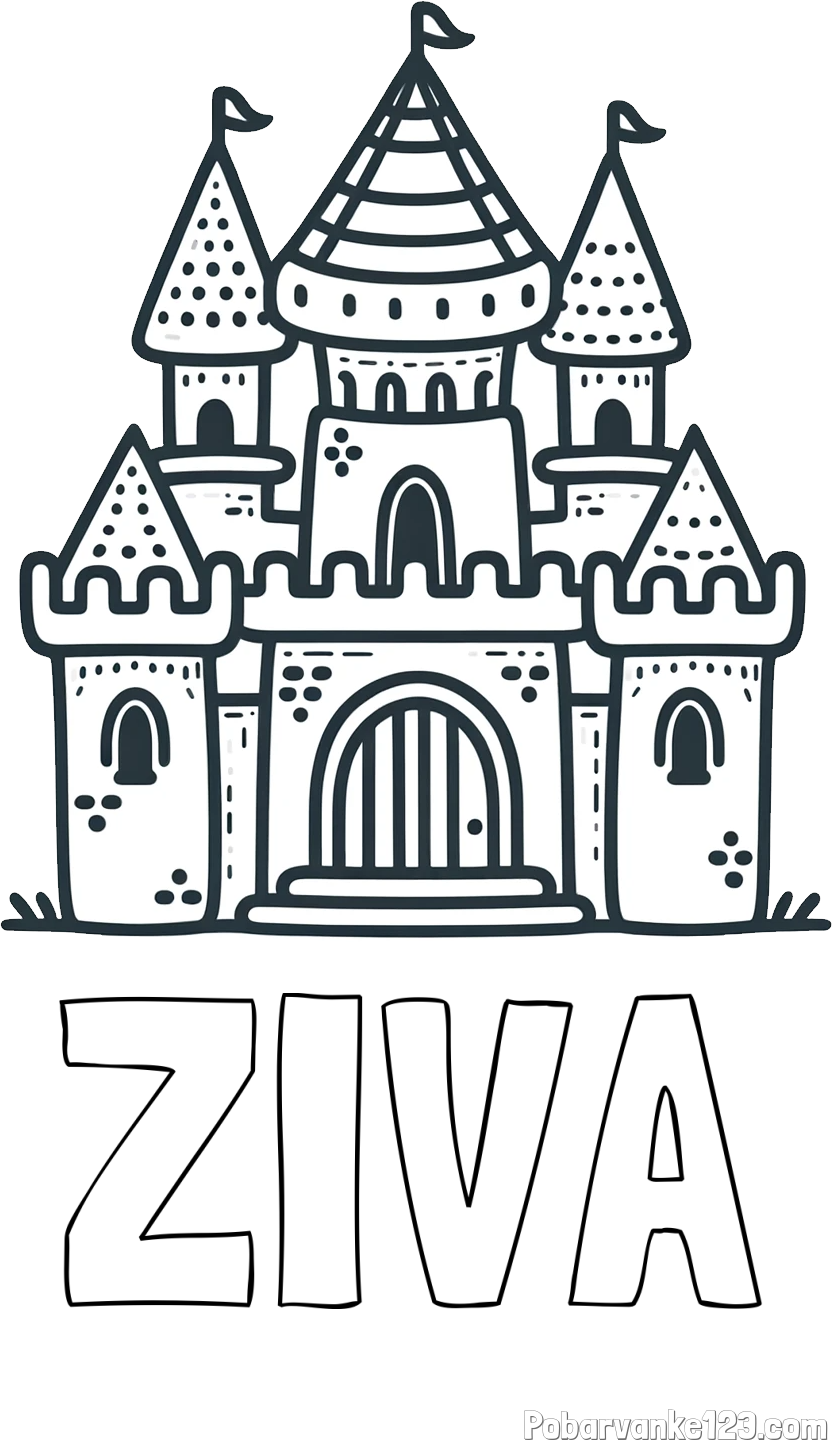 Pobarvanka imena ŽIVA in otroška pobarvanka gradu