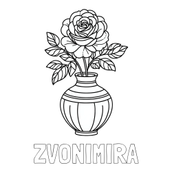 Pobarvanka imena ZVONIMIRA in pobarvanka vrtnice v vazi
