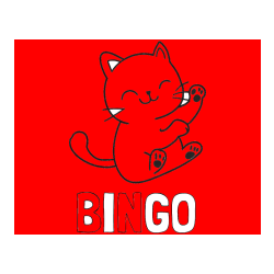 Pobarvana pobarvanka - Pobarvanka imena BINGO in pobarvanka razigranega mucka