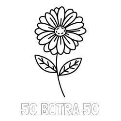 Online izdelana pobarvanka - Pobarvanka imena 50 BOTRA 50 in pobarvanka rožice