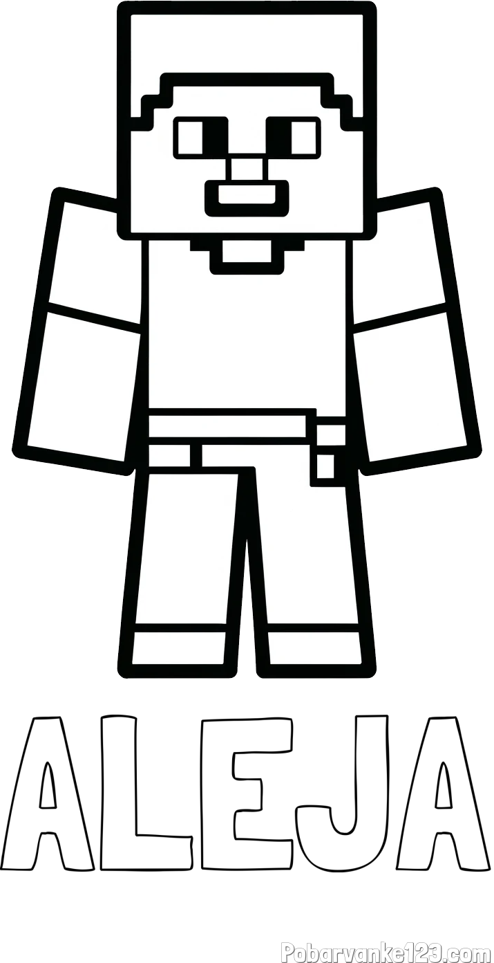 Pobarvanka imena ALEJA in pobarvanka Minecraft figurice