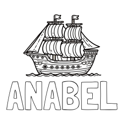 Online izdelana pobarvanka - Pobarvanka imena ANABEL in otroška pobarvanka ladje