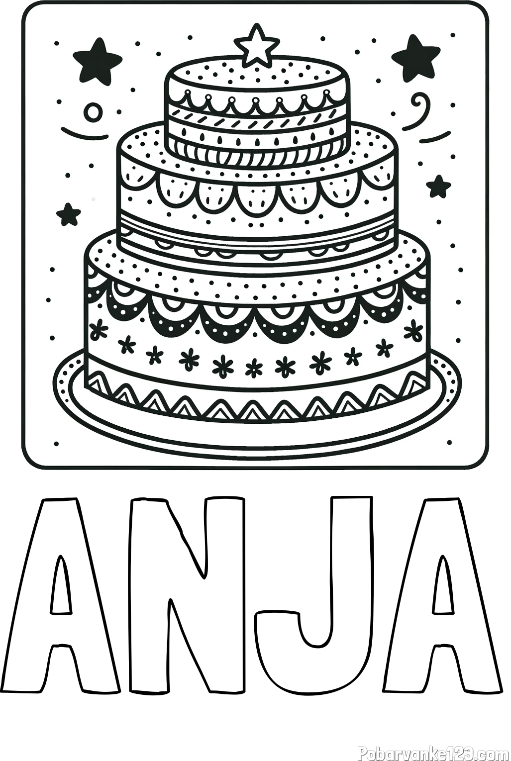 Pobarvanka imena ANJA in pobarvanka slastne torte