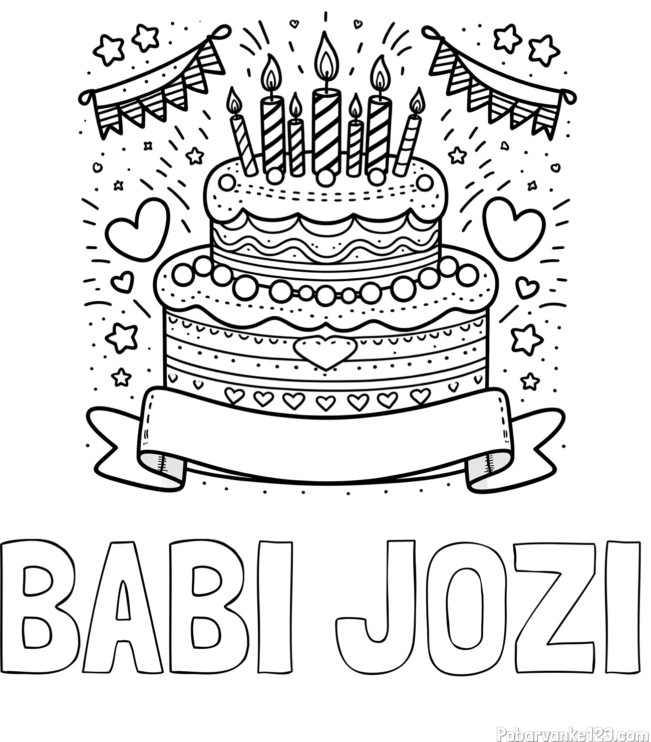Pobarvanka imena BABI JOŽI in pobarvanka velike torte za rojstni dan