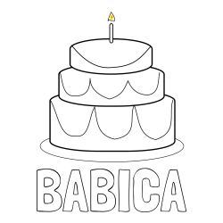 Online izdelana pobarvanka - Pobarvanka imena BABICA in pobarvanka poročne torte
