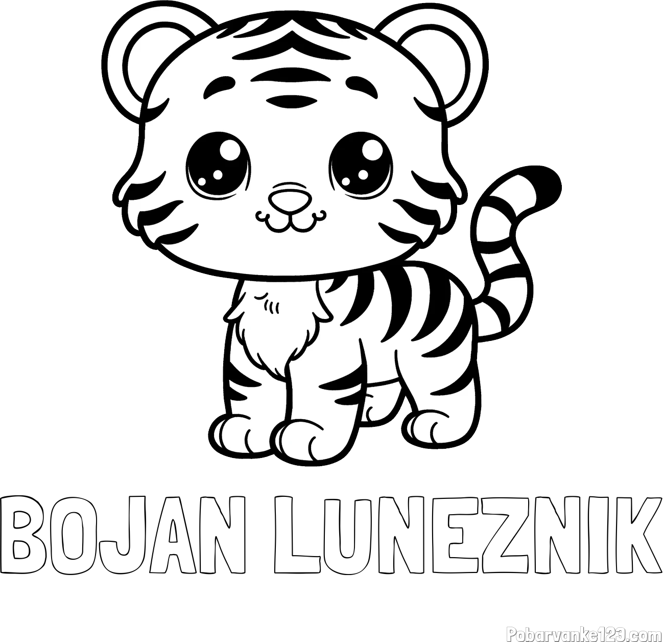 Pobarvanka imena BOJAN LUNEZNIK in pobarvanka ljubkega tigrčka