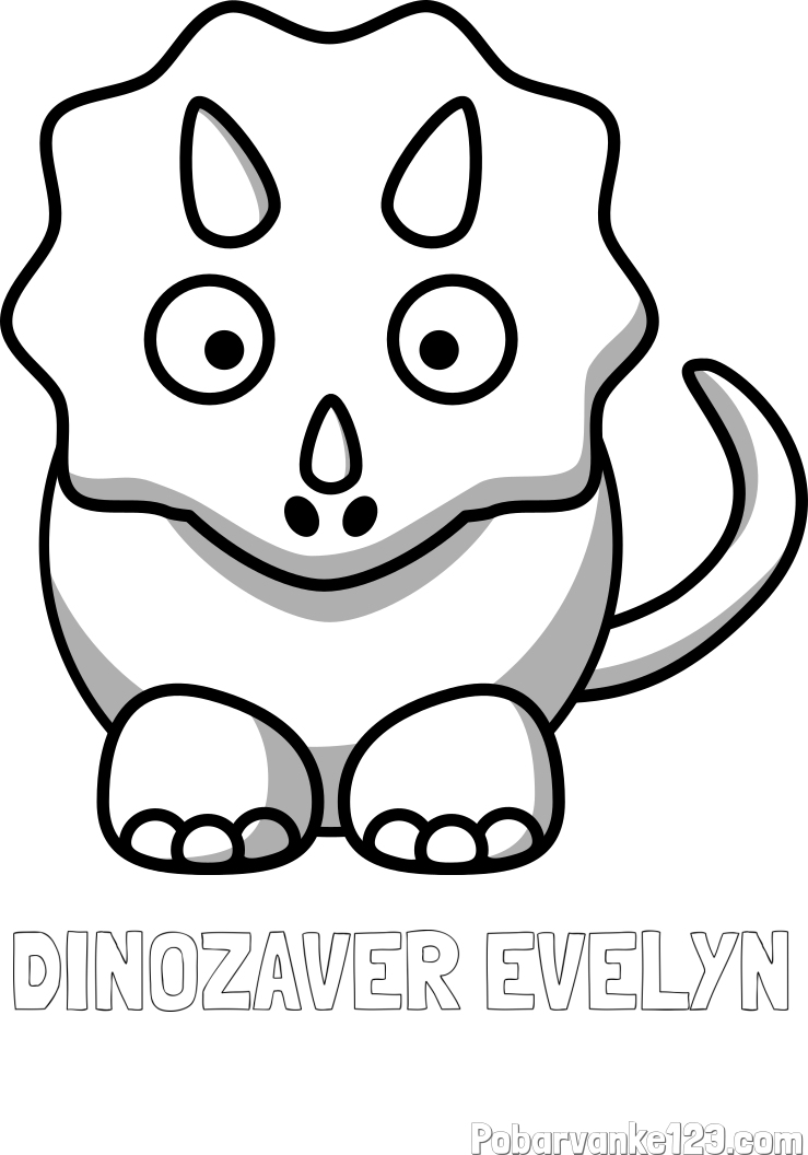 Pobarvanka imena DINOZAVER EVELYN in pobarvanka dinozavra triceratops