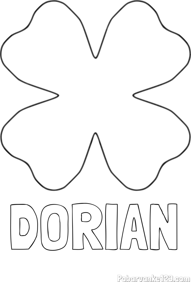 Pobarvanka imena DORIAN in pobarvanka štiriperesna deteljica