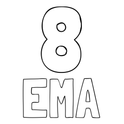 Online izdelana pobarvanka - Pobarvanka imena EMA in pobarvanka številke osem (8)