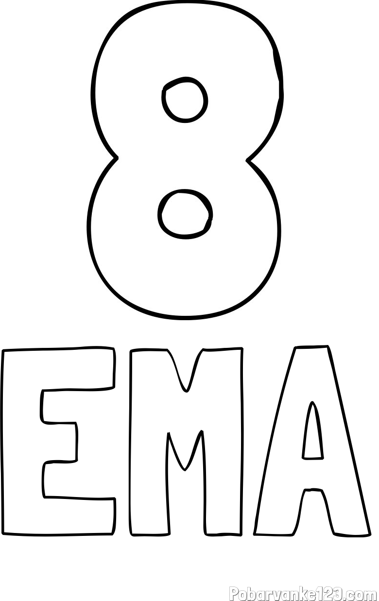 Pobarvanka imena EMA in pobarvanka številke osem (8)