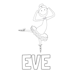 Online izdelana pobarvanka - Pobarvanka imena EVE in pobarvanka balerine