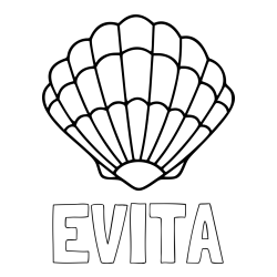 Online izdelana pobarvanka - Pobarvanka imena EVITA in pobarvanka školjke