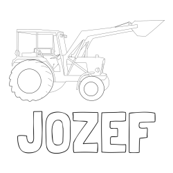Online izdelana pobarvanka - Pobarvanka imena JOŽEF in traktor 2