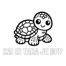 Online izdelana pobarvanka - Pobarvanka imena KAI IN TARA JE BFF in otroška pobarvanka želve