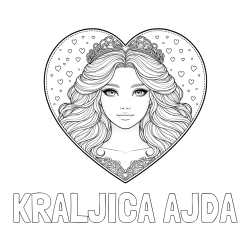 Online izdelana pobarvanka - Pobarvanka imena KRALJICA AJDA in pobarvanka ljubke princese v srčku
