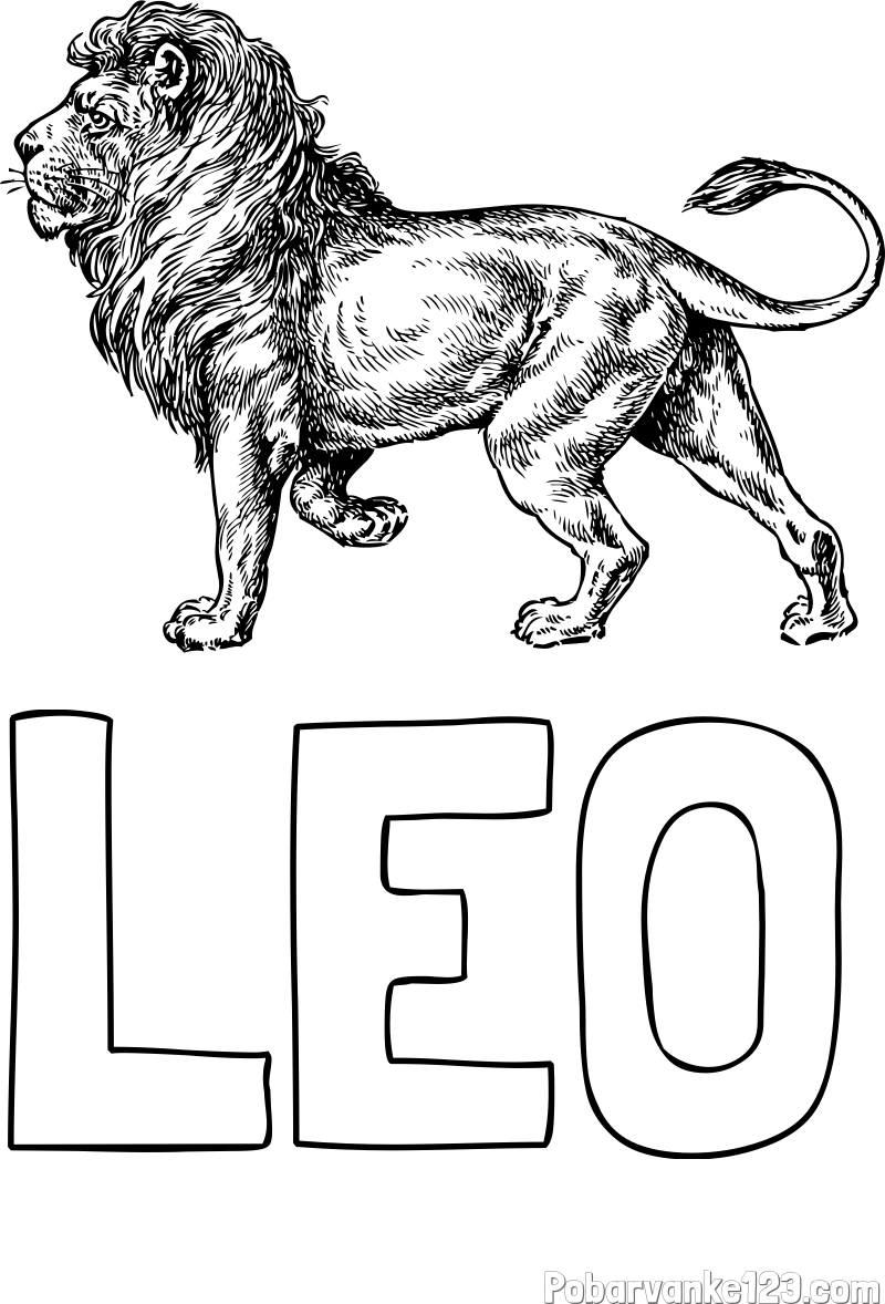 Pobarvanka imena LEO in pobarvanka leva