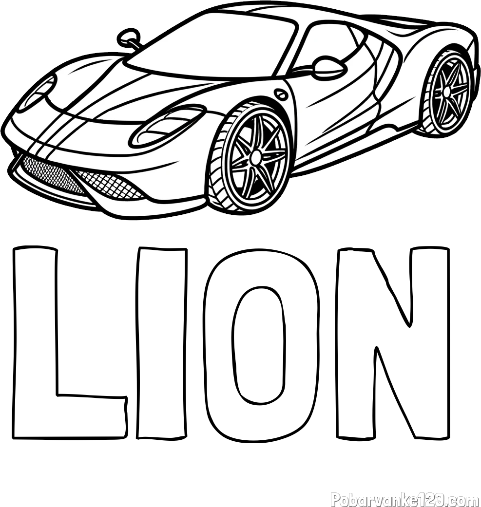 Pobarvanka imena LION in pobarvanka dirkalnega avtomobila