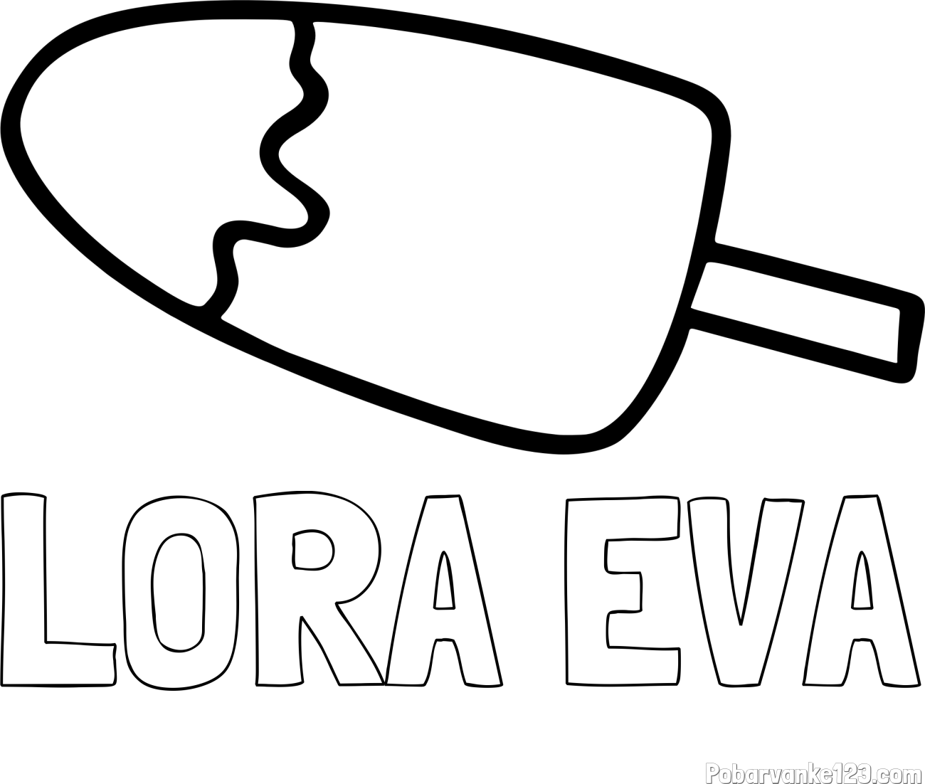 Pobarvanka imena LORA EVA in pobarvanka lučke (sladoled na palčki)