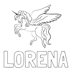 Online izdelana pobarvanka - Pobarvanka imena LORENA in lepa pobarvanka samoroga