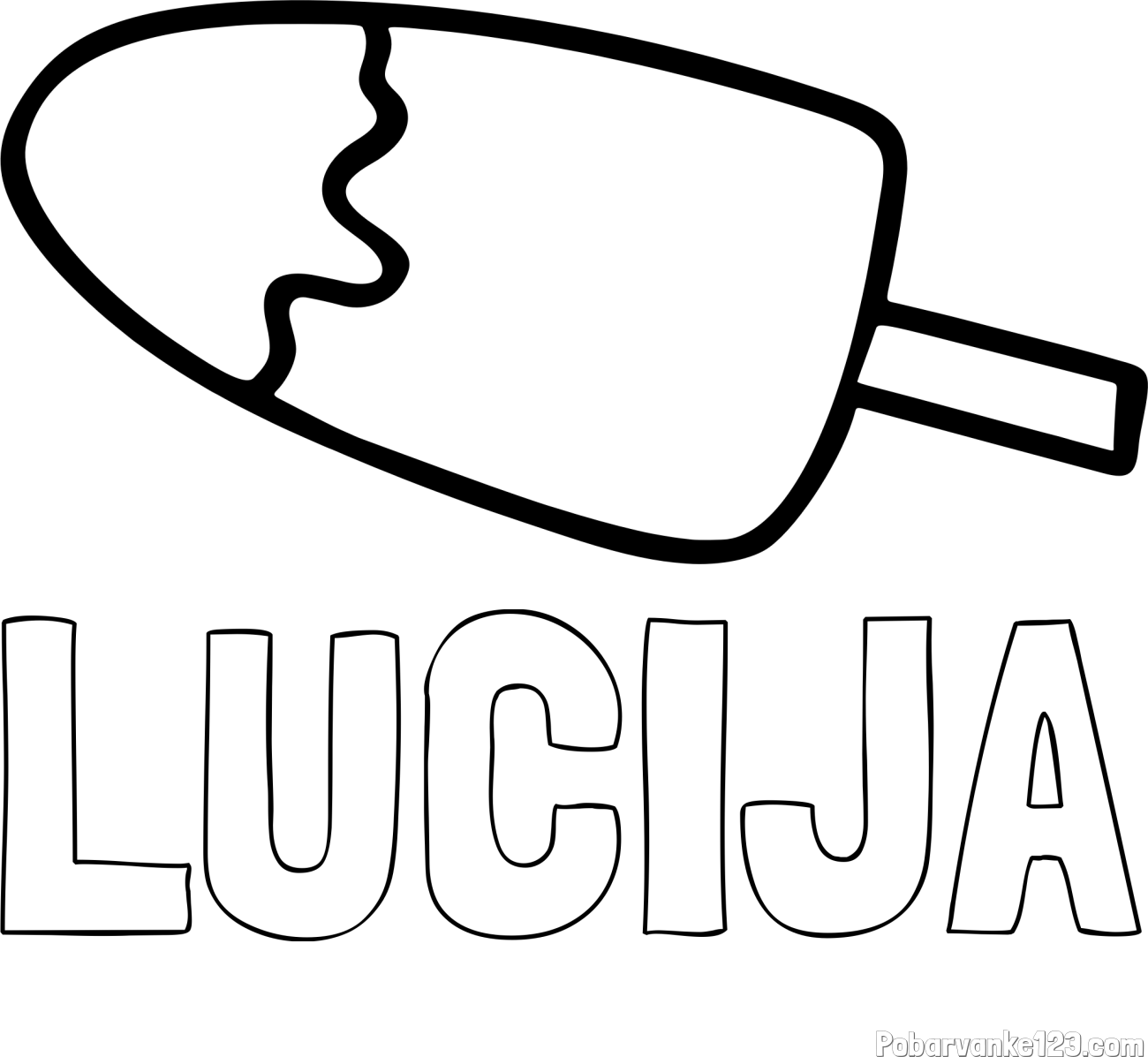 Pobarvanka imena LUCIJA in pobarvanka lučke (sladoled na palčki)