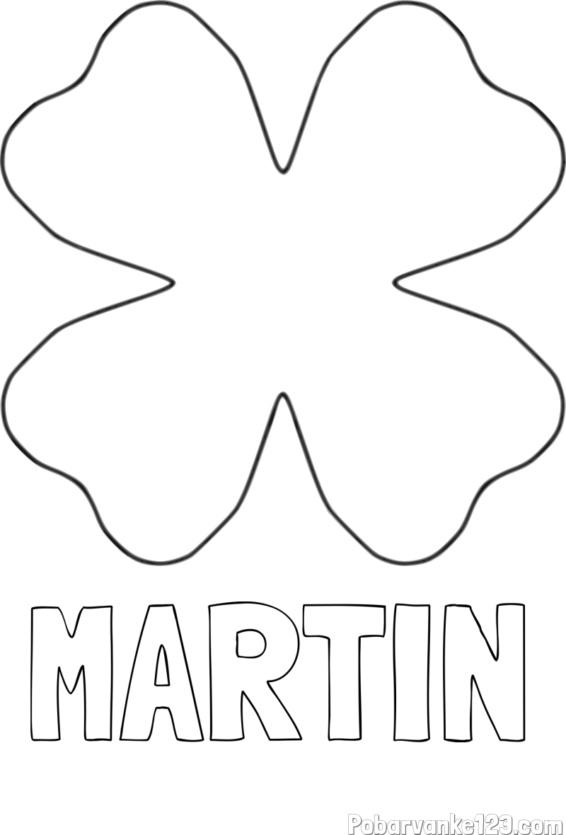 Pobarvanka imena MARTIN in pobarvanka štiriperesna deteljica