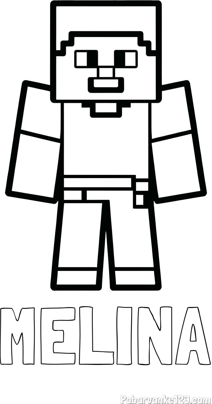 Pobarvanka imena MELINA in pobarvanka Minecraft figurice