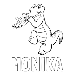 Online izdelana pobarvanka - Pobarvanka imena MONIKA in pobarvanka veselega krokodila