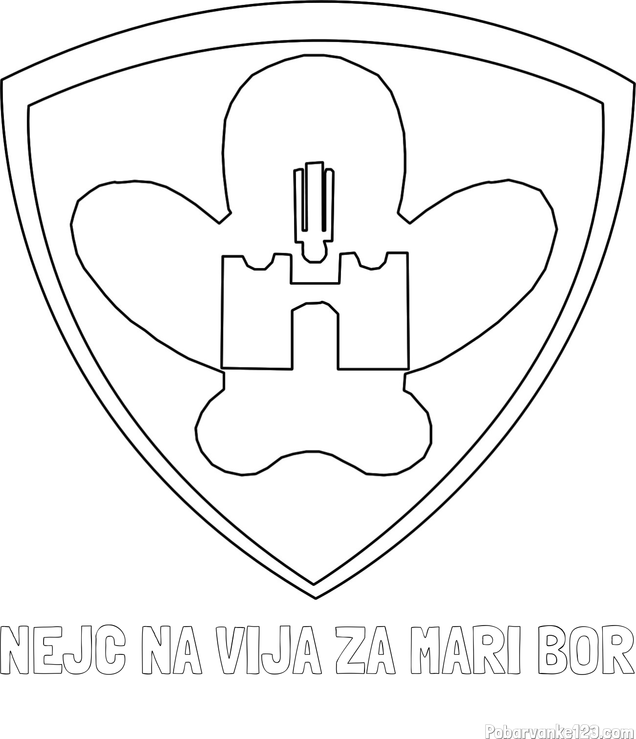 Pobarvanka imena NEJC NA VIJA ZA MARI BOR in pobarvanka NK Maribor (grb)