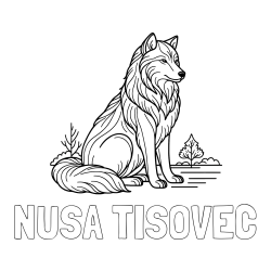 Online izdelana pobarvanka - Pobarvanka imena NUŠA TISOVEC in pobarvanka sedečega volka